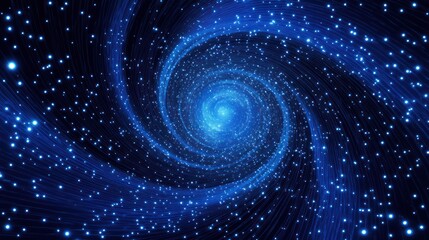 Fototapeta premium Blue cosmic swirl galaxy, digital art, dark background, website header
