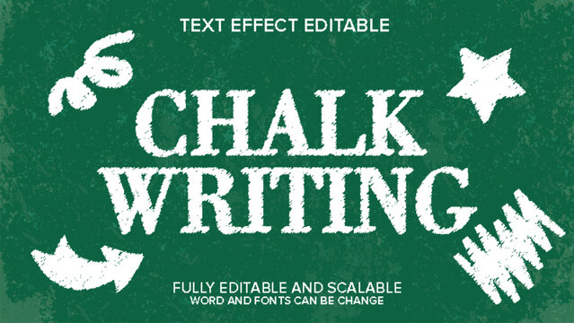 chalk writing green board text effect vector editable