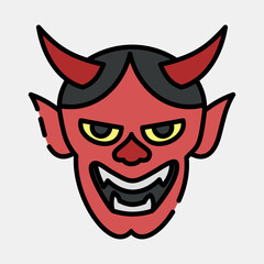 Icon hannya mask. Japan elements. Icons in filled line style. Good for prints, posters, logo, advertisement, infographics, etc.