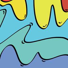 abstract cartoon art image with the beauty of wave movements like bright and unique ocean currents