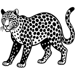Leopard Black and White Vector Illustration: Bold Wildlife Design in Monochrome
