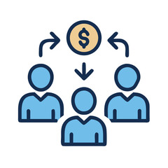 Obraz premium Team with Money Exchange Arrows Icon Design