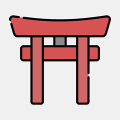 Icon torii gate. Japan elements. Icons in filled line style. Good for prints, posters, logo, advertisement, infographics, etc.