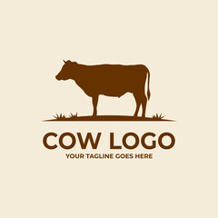 silhouette cow illustration logo vector design