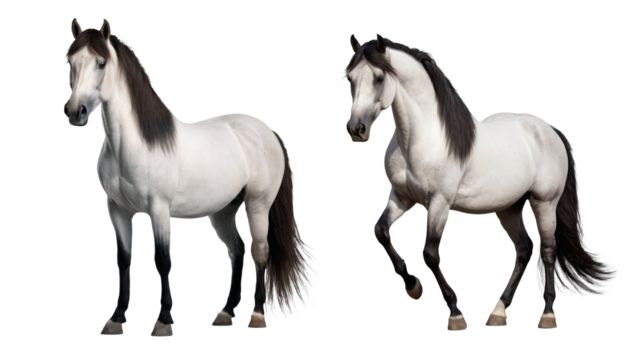 White Majestic Horse Isolated on Transparent Background