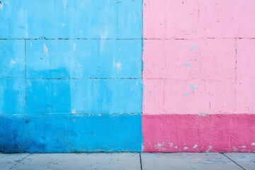 Vibrant wall painted in split color scheme