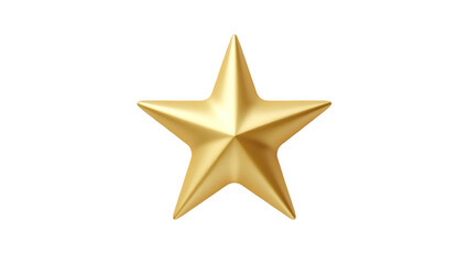 3D Render Golden Star Isolated on Transparent Background