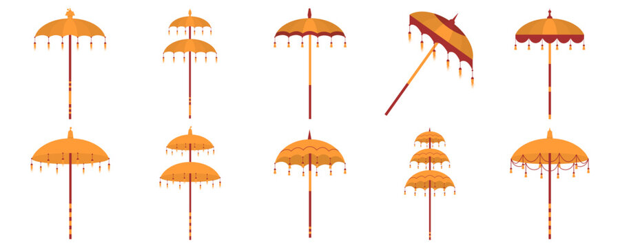 Traditional Balinese Parasol Illustration Set