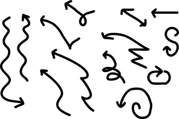 Hand drawn arrow vector icons set. sketch arrow design for business plan and education.