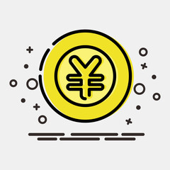 Icon japan yen currency. Japan elements. Icons in MBE style. Good for prints, posters, logo, advertisement, infographics, etc.