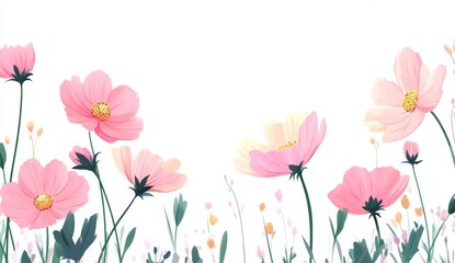 Delicate Pink Cosmos Floral Background