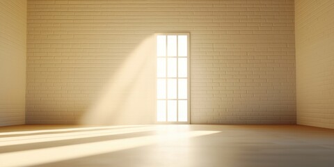 Fototapeta premium Empty Room Illuminated by Sunlight Through a Window, Architectural Design Concept