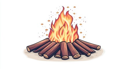 Gathering around a cozy campfire outdoor setting illustration warm atmosphere close-up fire safety awareness