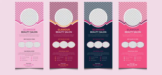 Simple clean editable elegant creative modern corporate company business beauty care hair spa salon treatment service health body massage promotion advertising ads rollup banner template design.