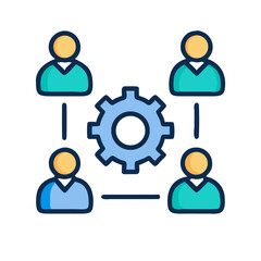 Teamwork with Gear Collaboration Icon Design