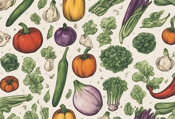 vegetable drawn illustration hand pattern design health care plant color pencil collection green isolated nourishment alimentary product fresh crayons farm free graphic drawing nature nourish