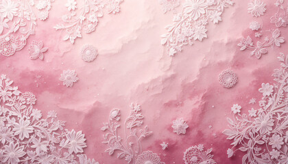 Pink Watercolor Background With White Snowflakes