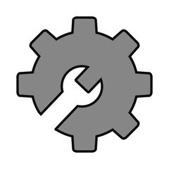 Wrench inside gear vector icon. Eps 10.