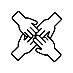 Three Hands in Unity Gesture Icon Design