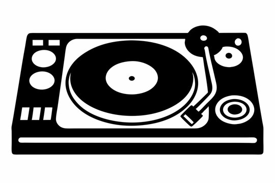 black and white turntable record player clip art preview