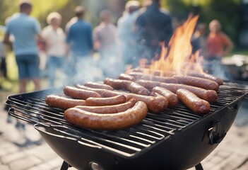 company youth cooked sunny day generated outdoor ai bright are background blurred grill sausages barbecue grilled meal pork meat party summer bar-b-q heat bratwurst beef cooking lunch flames grilling