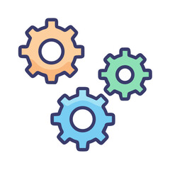 Three Interlocked Gears Representing Workflow Optimization Icon Design