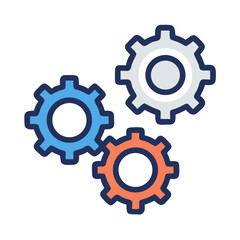 Three Interlocked Gears Representing Workflow Optimization Icon Design