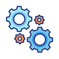 Fototapeta premium Three Interlocked Gears Representing Workflow Optimization Icon Design