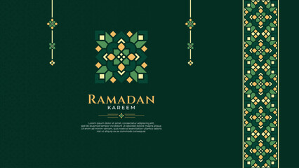 Oriental Geometric Mandala Ornament with Border for Islamic Greeting Design Like Ramadan Kareem