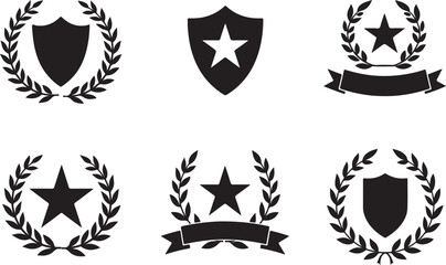 Fototapeta premium Heraldic Crest & Laurel Wreath SVG Bundle | Vintage Shield Emblems & Ribbon Banner Clipart | Vector Design for Logos, Certificates & Crafts \