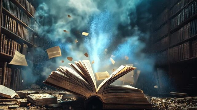 Magical Book Glows in Dusty Library