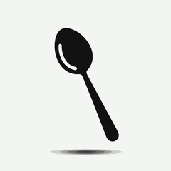  very simple flat and single minimalist Cooking Spoon Silhouette in black on a white background