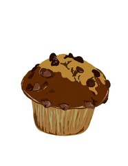 chocolate muffin isolated on white background