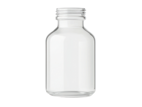 Creative glass jar display studio setting cutout background minimalist design close-up perspective