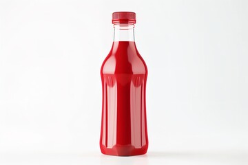 White Background with Red Plastic Ketchup Bottle product photography for advertisement, Generative AI.