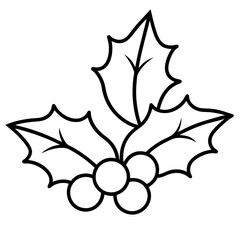 Christmas Holly Line Art