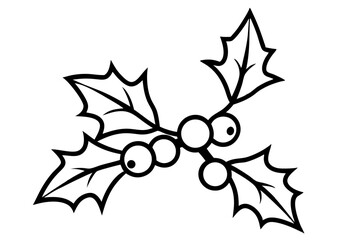Christmas Holly Line Art
