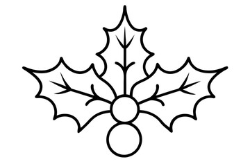 Christmas Holly Line Art