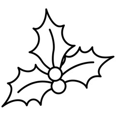 Christmas Holly Line Art