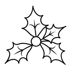 Christmas Holly Line Art
