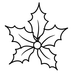 Christmas Holly Line Art