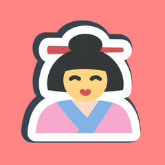 Sticker geisha. Japan elements. Good for prints, posters, logo, advertisement, infographics, etc.ogo, advertisement, infographics, etc.
