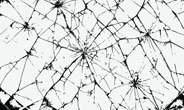 Realistic shattered glass texture with intricate cracks and sharp fracture patterns, creating a dramatic and chaotic effect.
