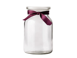 Decorative glass jar with ribbon home decor cutout background modern style studio lighting