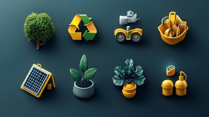 Eco-Friendly 3D Icon Set &ndash; Nature & Sustainability Symbols