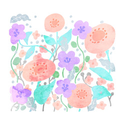 花、花畑、アイコン　背景　壁紙　水彩　ベクター