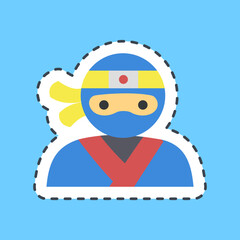 Sticker line cut ninja. Japan elements. Good for prints, posters, logo, advertisement, infographics, etc.ogo, advertisement, infographics, etc.