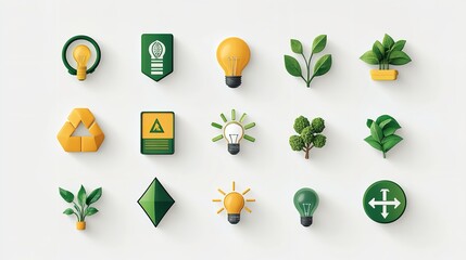 Eco-Friendly 3D Icon Set – Nature & Sustainability Symbols