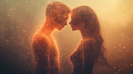 Abstract Sibling Bond Concept Glowing Lines Connecting Spheres Communication Across Distance Relationship Minimalist Modern Art Siblings Day,
