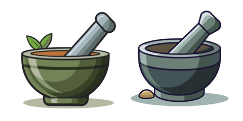 Stone Mortar and Pestle illustration with isolated vector art design. 
